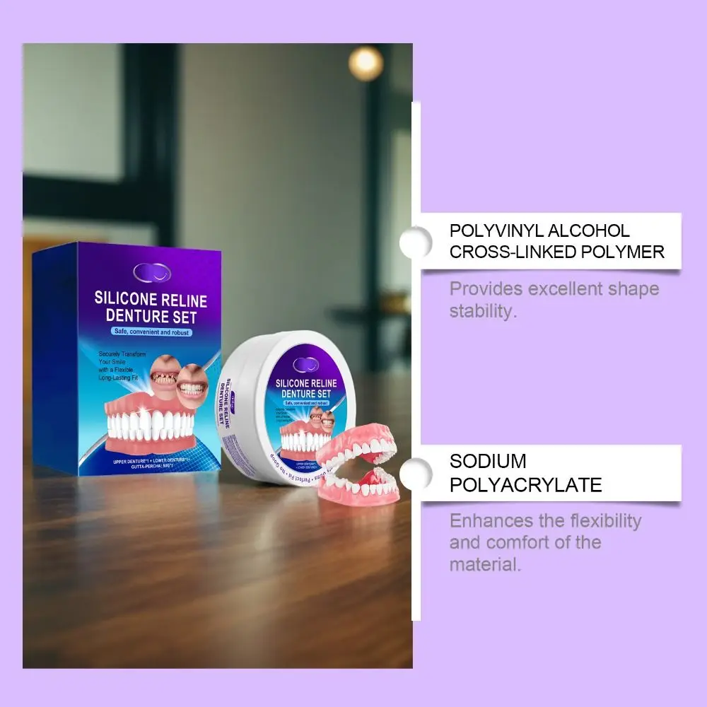 Silicone Reline Denture Set Silicone Denture Soft Silicone Denture Reline Kit Veneers in Teeth Teeth Comfort Fit