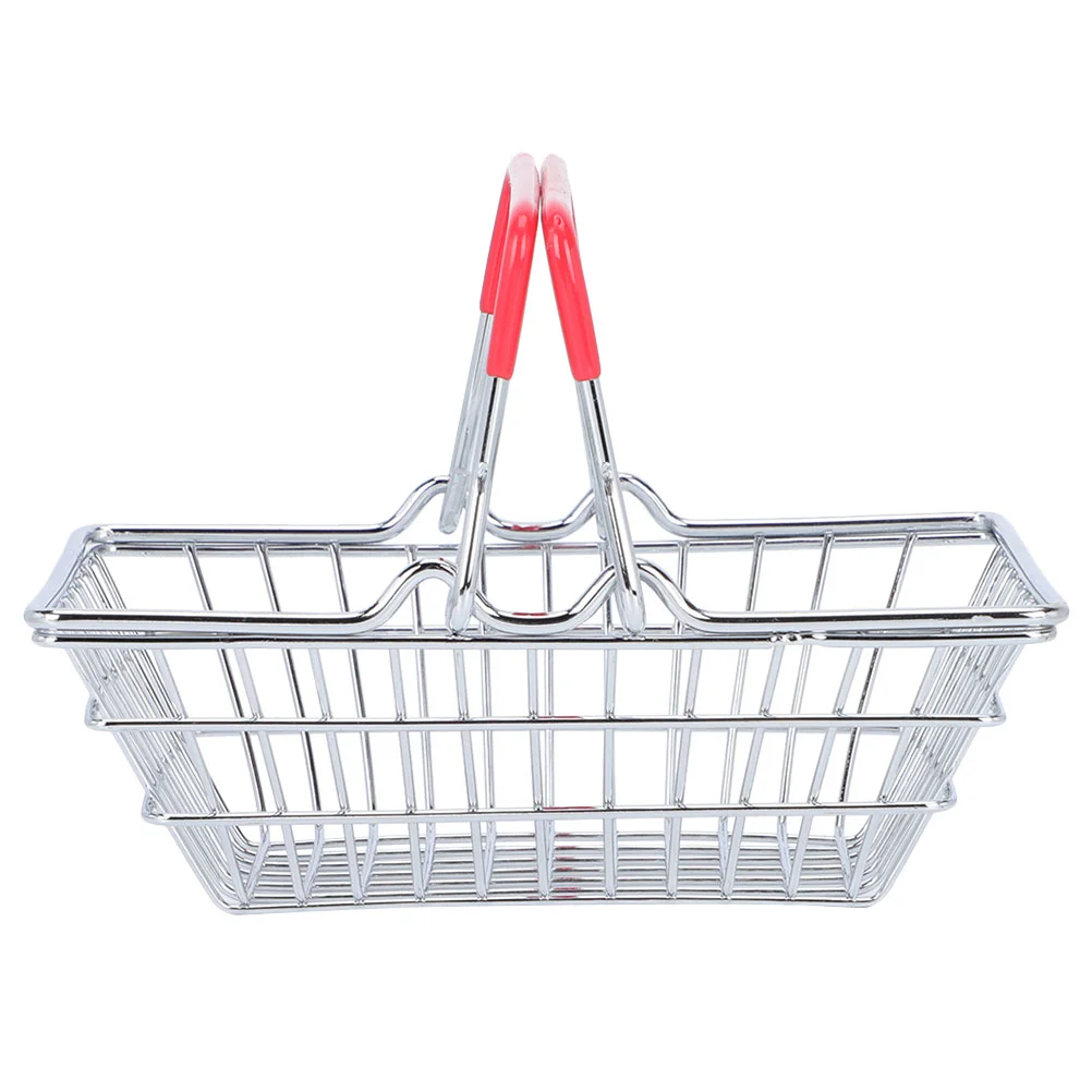 Mini Shopping Basket Storage Toy Small Grocery Kids Toys Wire with Handles Groceries