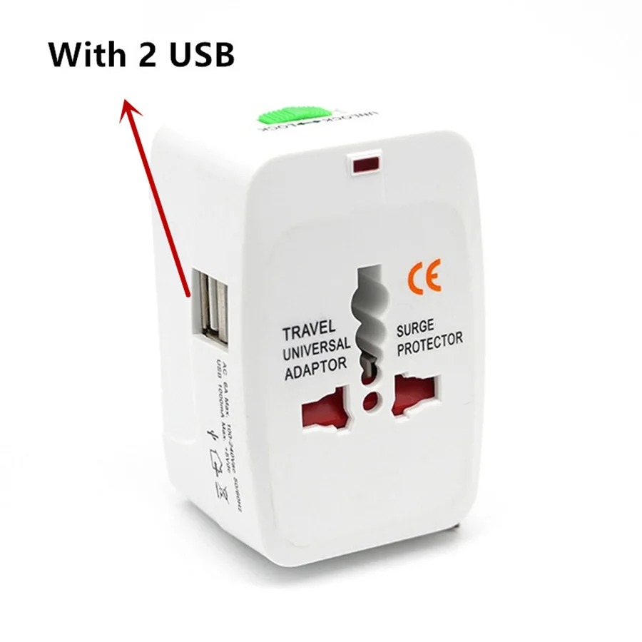 All in 1 AU US UK EU Converter All in One International Plug Adapter 2 USB Ports World Travel AC Power Charger Adapter