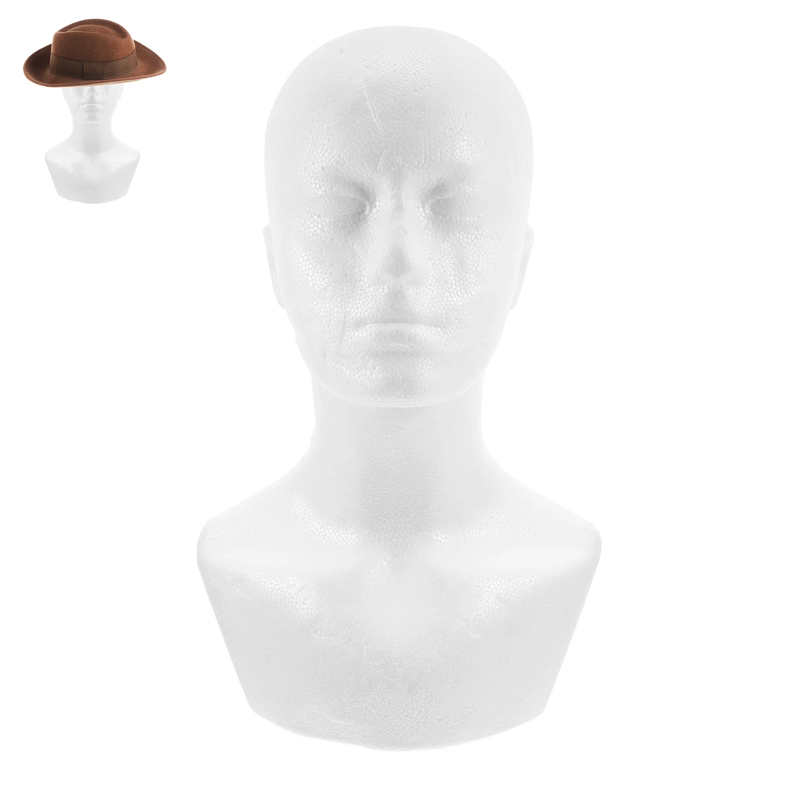 

Male Foam Head Form for Wigs Hats Hairpieces White Mannequin Stand DIY Decor Photography Versatile Display Use