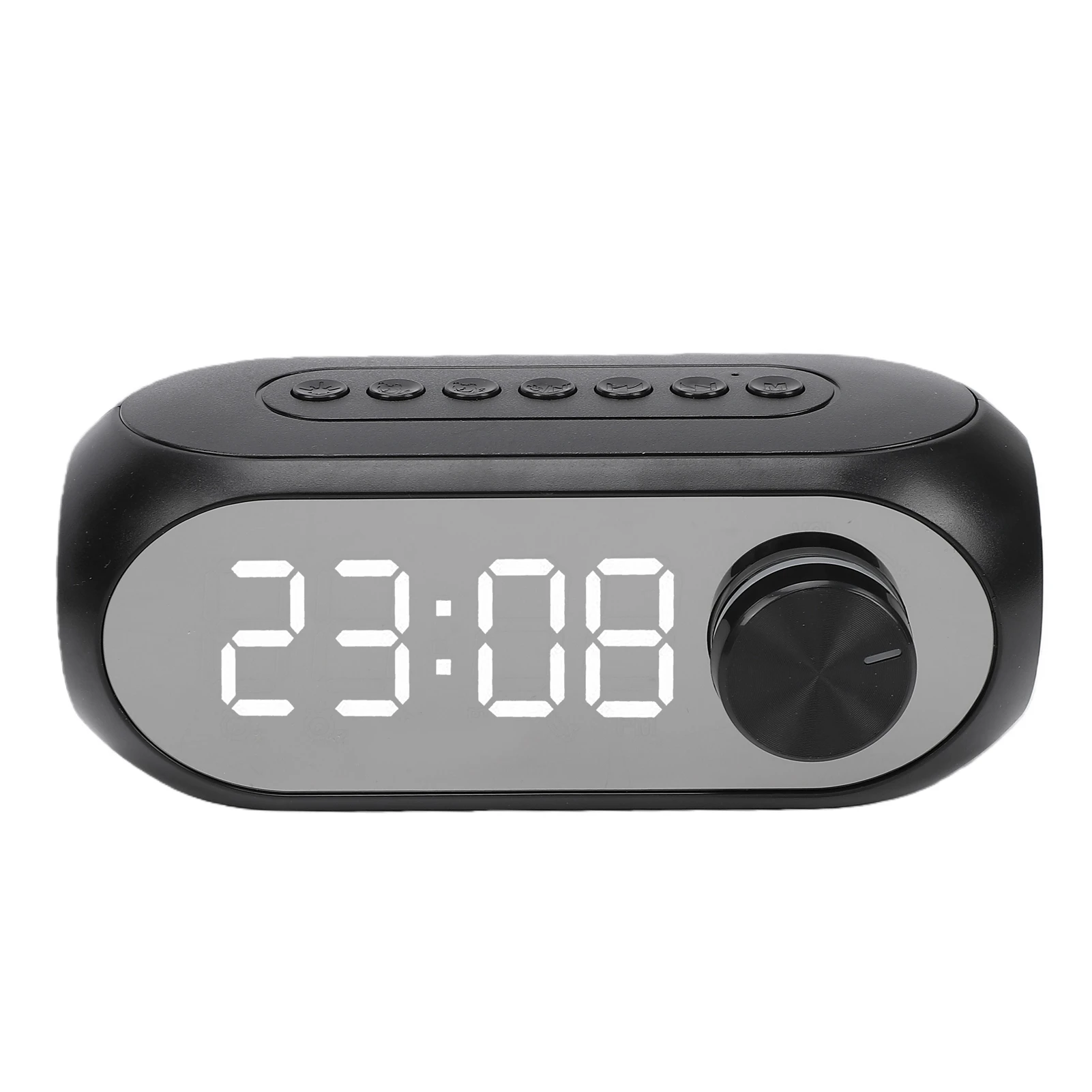Mirror Alarm Clock  Speaker FM Radio LED Colorful Light Digital Dual Alarm Clock for Bedroom  Support Hands  Calls