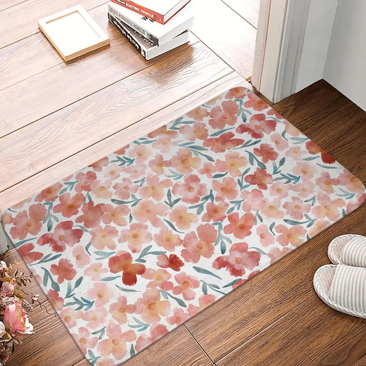 Loose Autumn Florals Watercolour Flowers Non-slip Doormat Floor Mat Carpet Rug for Kitchen Entrance Home Balcony Footpad Mats