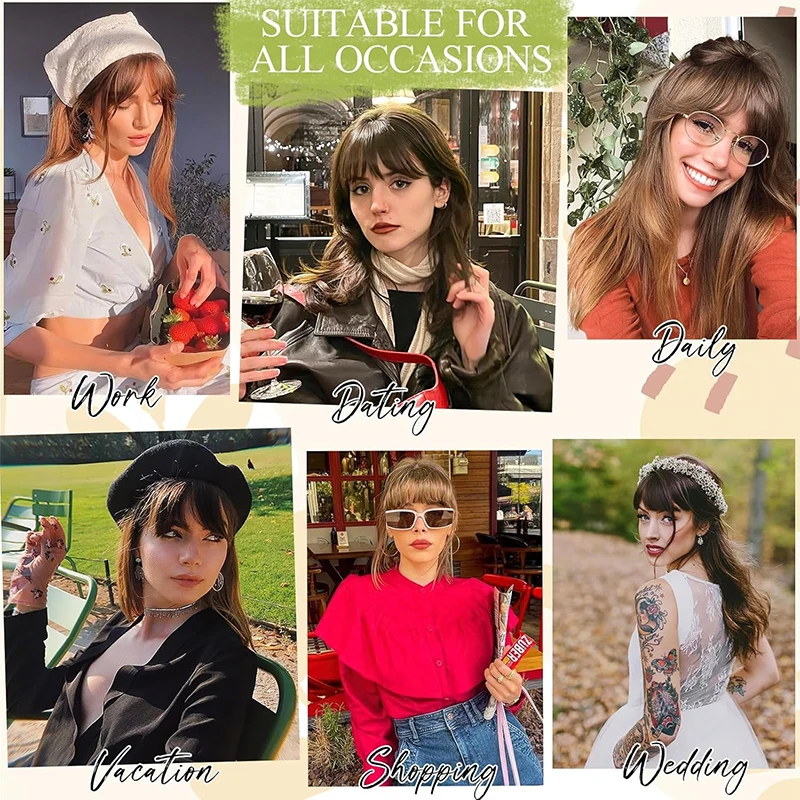 وصلات شعر وهمية بمشبك مع مشابك غير مرئية، غرة فرنسية، تغطية معبد الشعر الرقيق للنساء، غرة منحنية صناعية