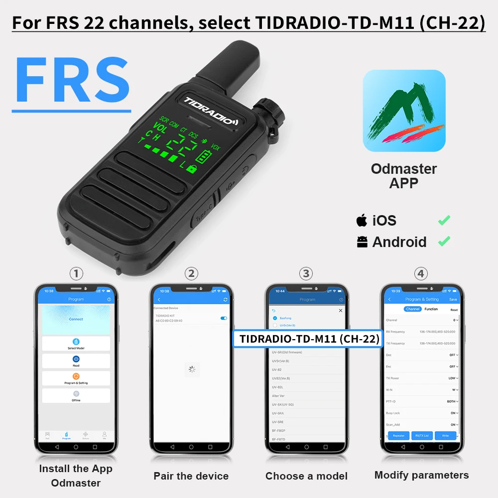 TIDRADIO M11 2 pièces PMR/FRS Mini talkie-walkie Portable IP55 étanche sans licence NOAA programmation sans fil Mini Radio