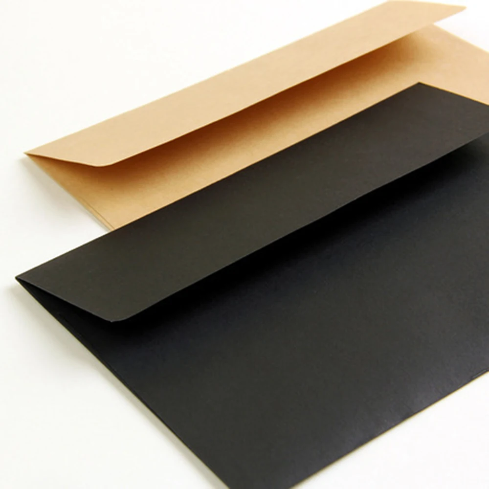 Retro de alta qualidade papel kraft estilo europeu convite preto vermelho envelopes de papel cartão de presente envelope carta suprimentos envelopes