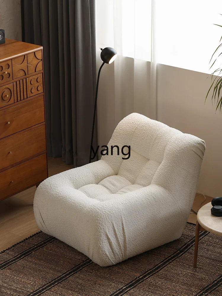 LMM Rotatable Single Sofa Chair Cream Wind Lazy Fabric White Turmeric