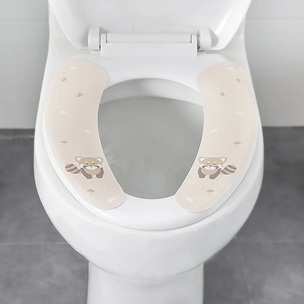 

1 Pair Adhesive Toilet Seat Cushion Soft Warm Waterproof Rabbit Design Toilet Mat Cold Proof Comfort Closestool Sticker Bathroom