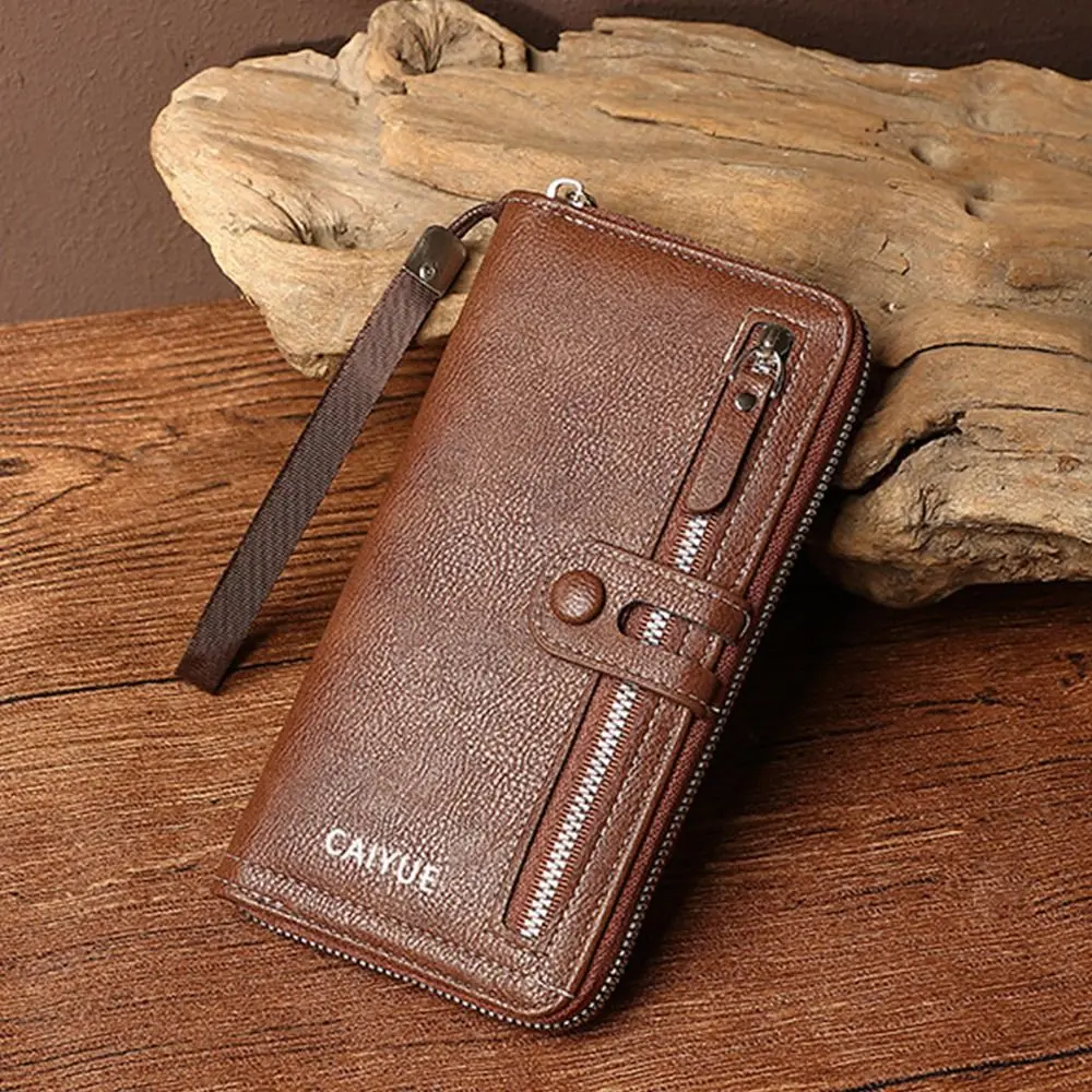 

Fashion Long Men's Wallet Pu Leather Double Layer Business Wallet Zipper Large Capacity Men Clutch Bag Purse