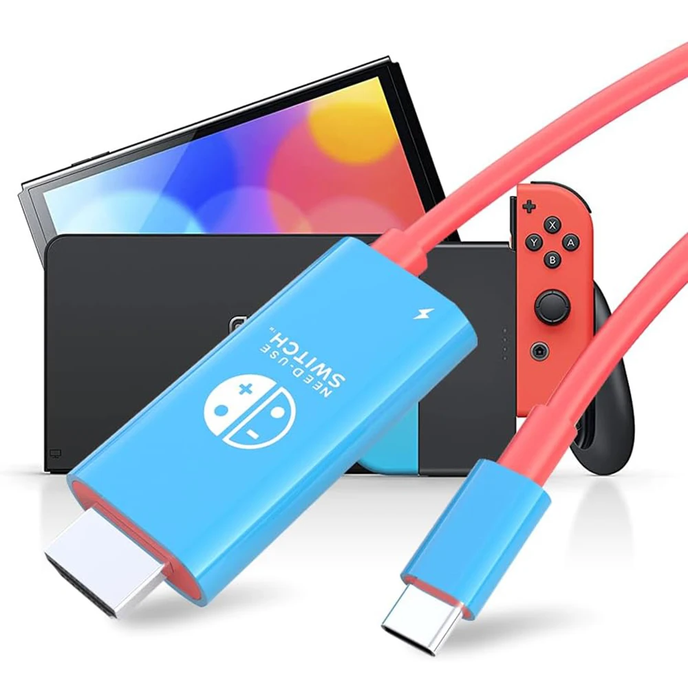 2M/6.6 Feet USB C to HDMI Cable for Nintendo Switch/Switch OLED TV Dock Replacement with 1080P@60Hz Output 100W PD Charging Port