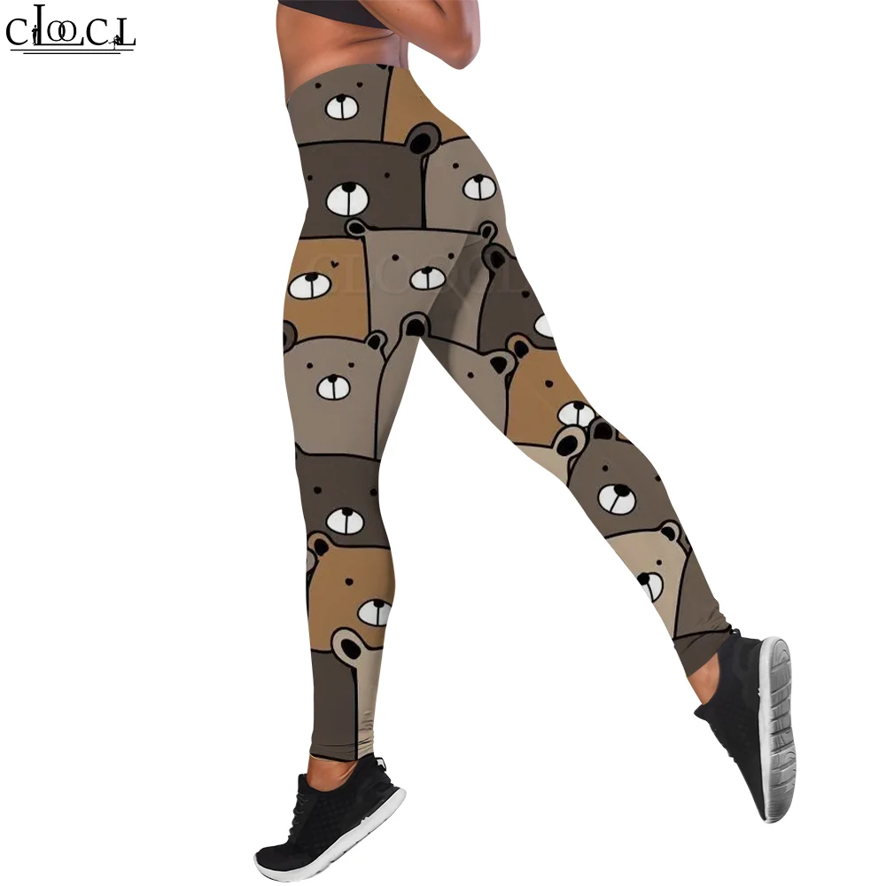 

CLOOCL Fashion News Casual Workout Trousers Women Seamless Legging Cute Brown Bear Print Legins Pants Clothing