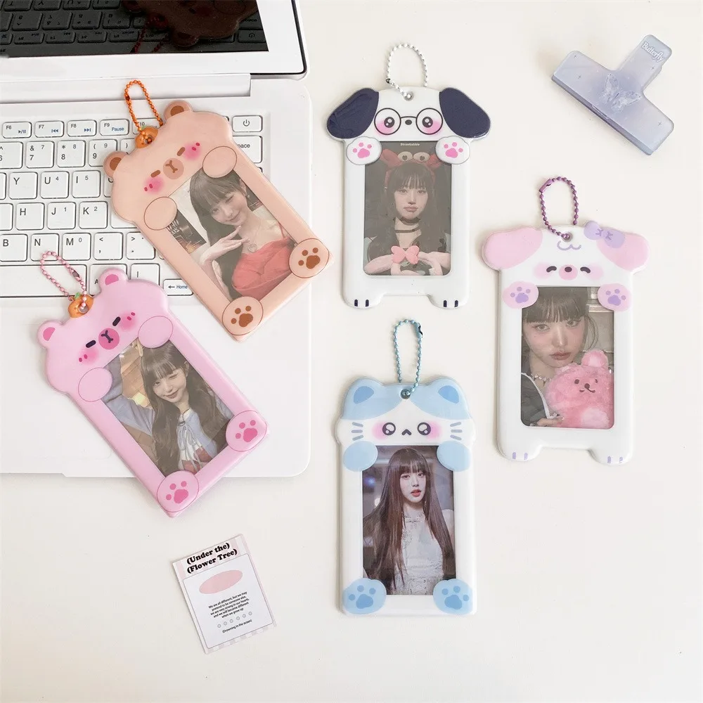 Kawaii PVC Puppy Card Sleeve Korean Style Capybara Photocard Holder Cartoon Key Chain Card Protective Case Outdoor