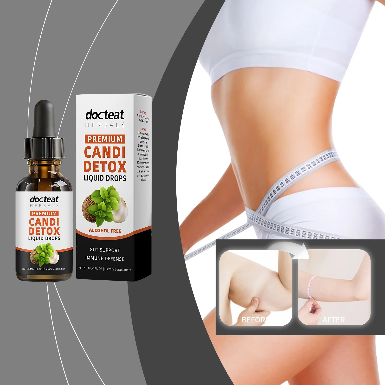 كانديدا كلينز ديتوكس للنساء والرجال - قطرات زيت الأوريجانو العضوية، حمض الكابريليك، الجوز الأسود، مكملات دعم كاندي من خشب الشيح