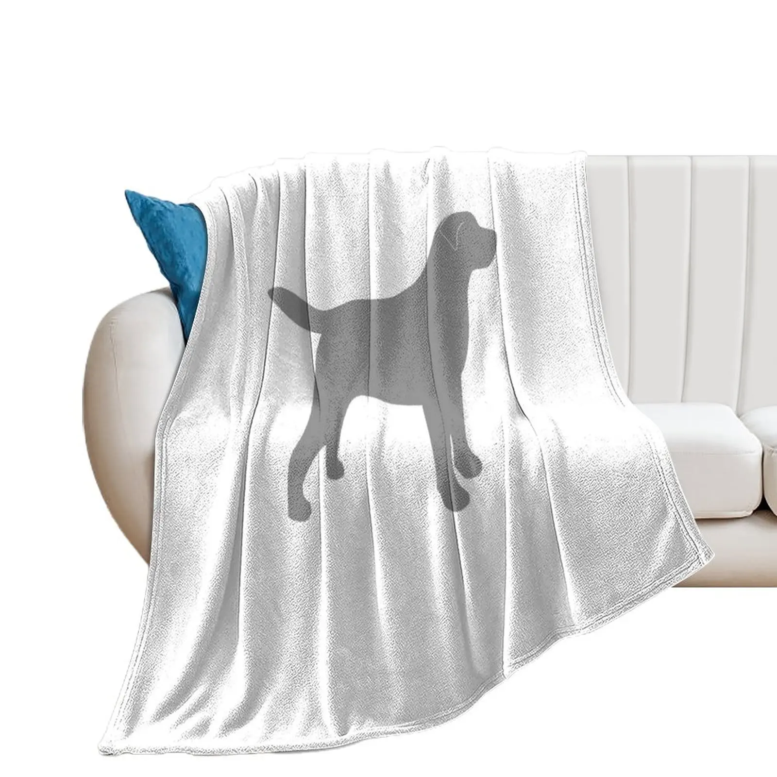 

Silver Lab Silhouette Throw Blanket Decorative Sofa Stuffeds valentine gift ideas Cute Plaid Blankets