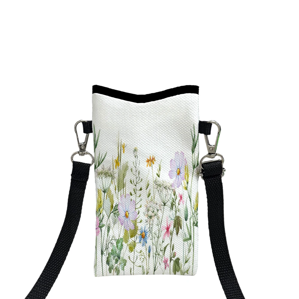 Colorful Spring Flowers Fashion Mobile Phone Bag Multifunctional Crossbody Phone Bag Adjustable Strap ShoulderBag7.25