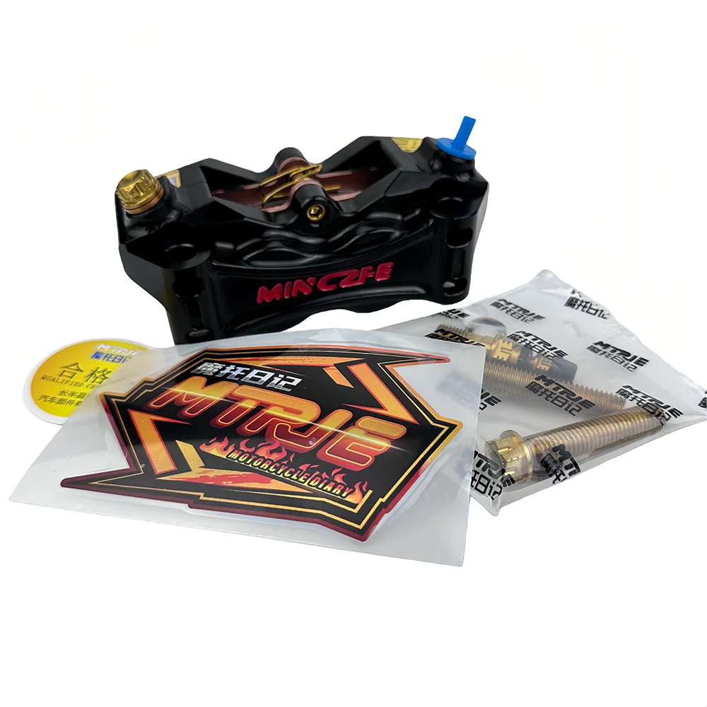 4 Piston Radial Monoblock Brake Caliper M4/M50 Style - Racing Track Version Universal Fit Left Right, Black, with M10x1.25