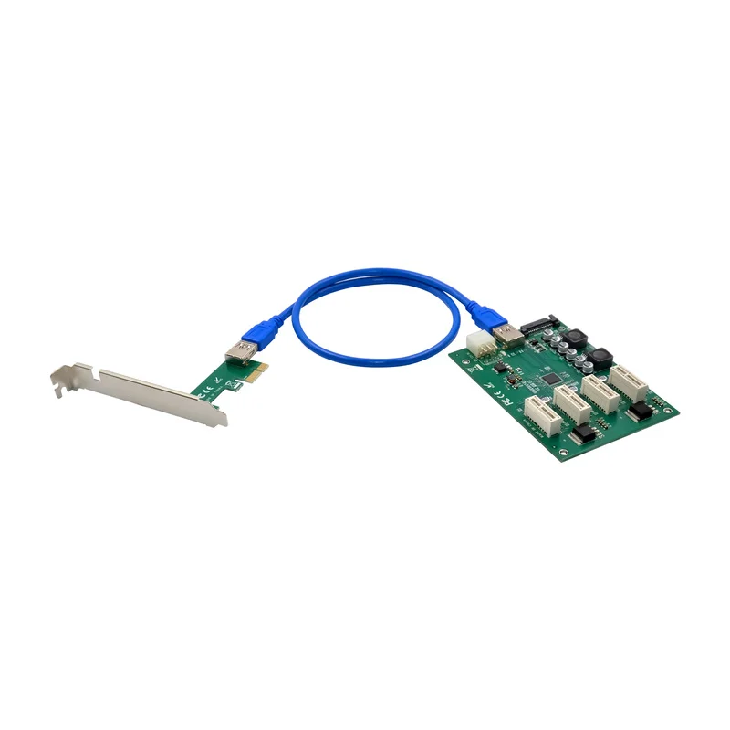 PCIe 1 to 4 PCI Express 1X Slots Riser Card Mini ITX to External 4 PCI-e Slot Adapter PCIe Port Multiplier Card ASM1184e