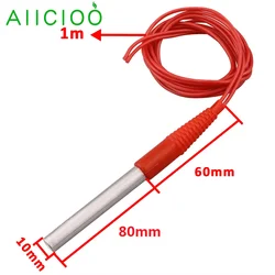 12V 24V Immersion Cartridge Heating Element With Water Proof Cable SUS304 10x80mm DC Electric Tubular Water Heater 50w/100w