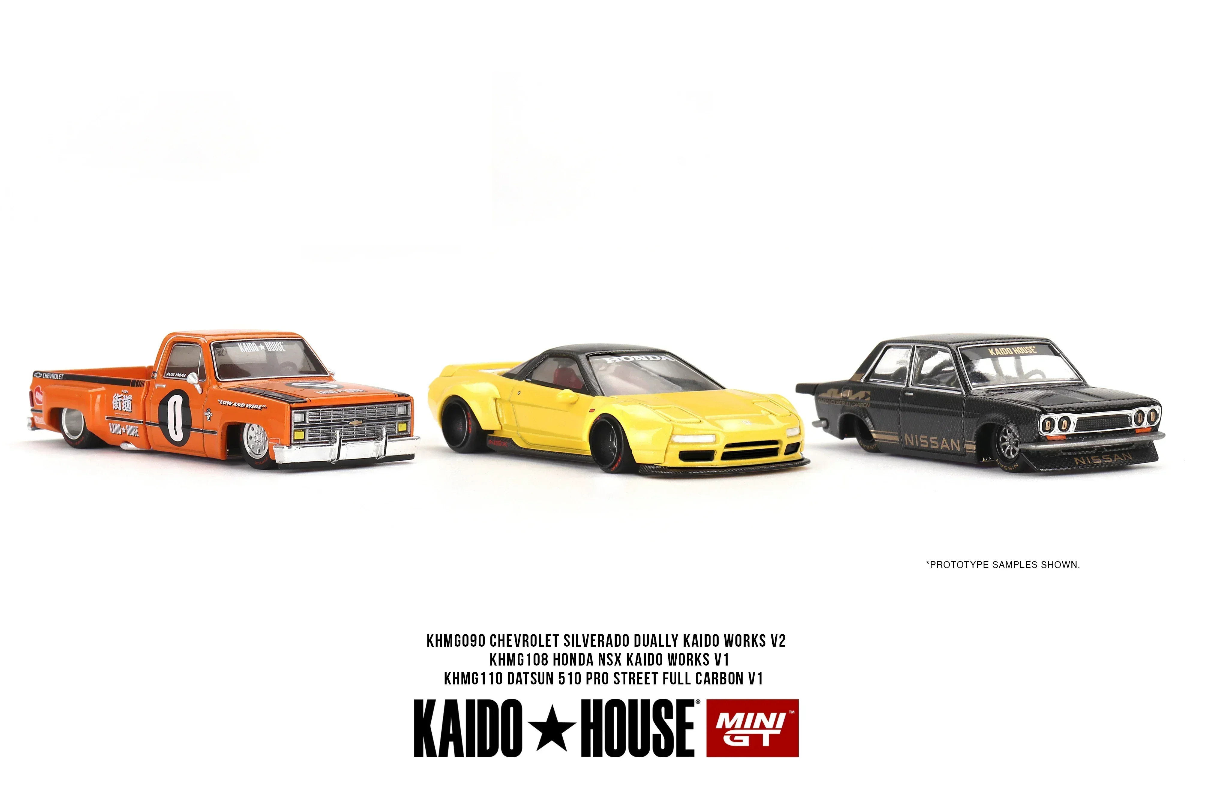 *Latest reservation* MINIGT 1:64 Datsun 510 Pro Street  Full Carbon V1/NSX Silverado Model Car