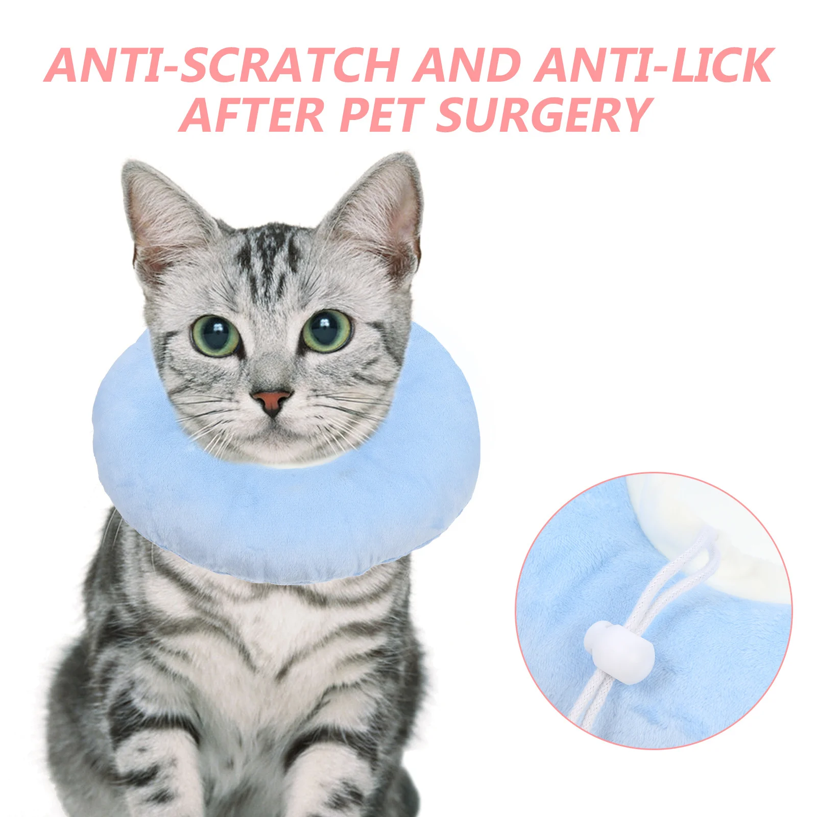 

Cartoon Cat Recovery Collar Adjustable Breathable Neck Cone After Surgery Wound Protection Pet Recovery Cone Cat Surgery Collar