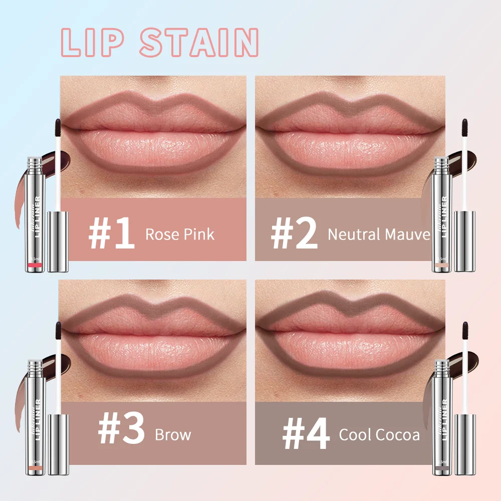 4 สี Peel Off Lip Liner Tattoo กันน้ํา Long Lasting Matte Non-Stick ซีดจาง Lip Tint เซ็กซี่สีแดง Contour Lips Make Up เครื่องสําอาง