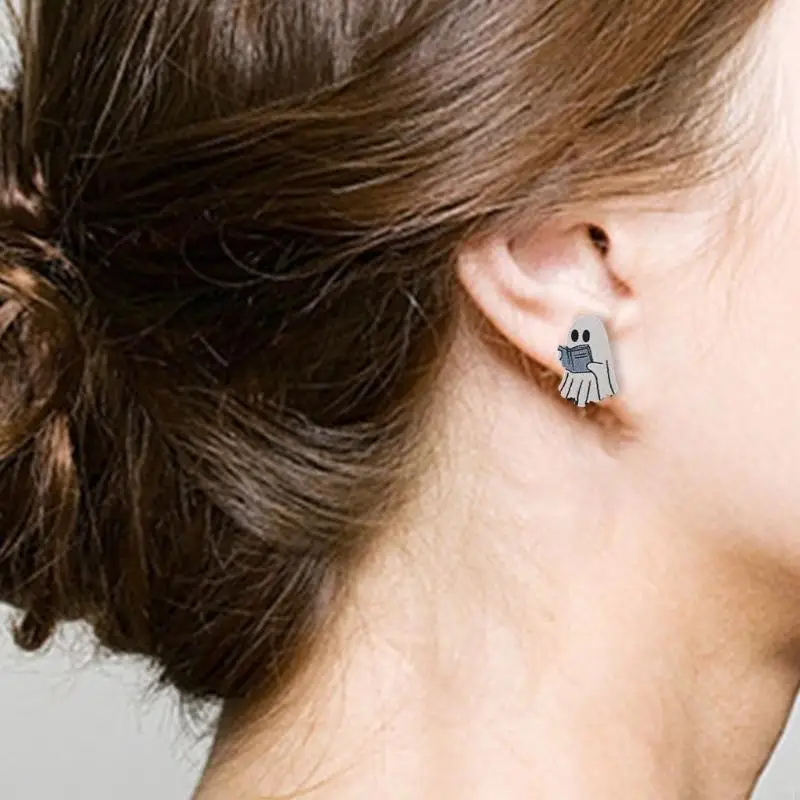 6 Pairs Enchanting Halloween Earrings Specter Shaped Ear Studs Hypoallergenical Earwear Accessories for Party Wear
