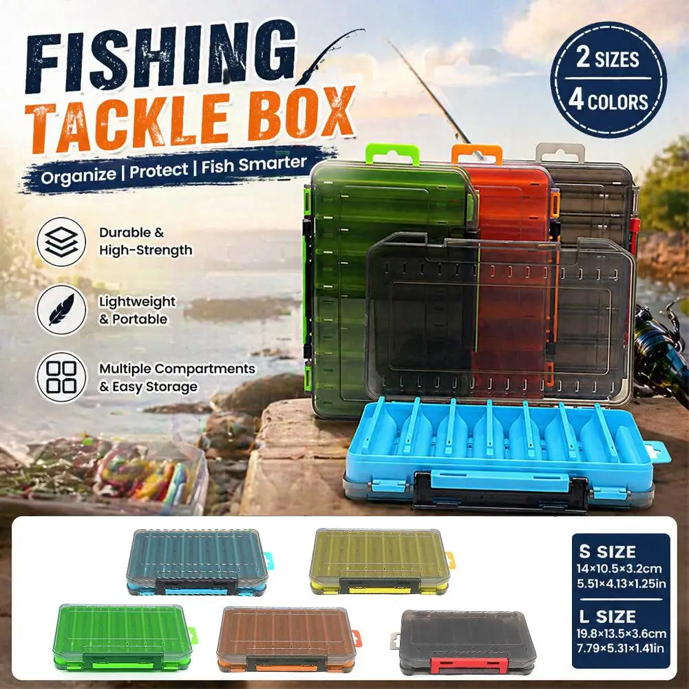 Double Sided Fishing Tackle Box Hard Lure Storage Case for Minnow Pencil Bait Hooks Fishing Accessories Organizer