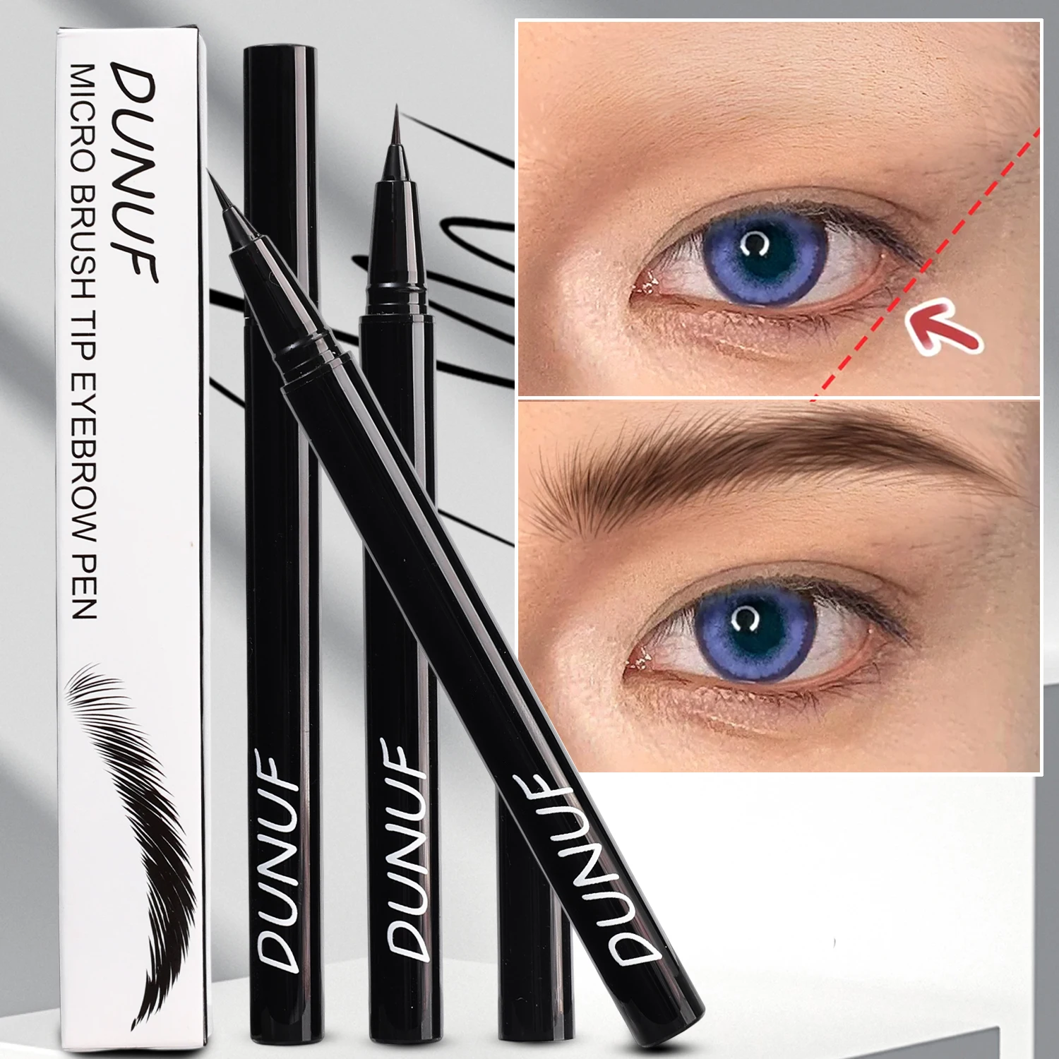 Lápiz de cejas ultrafino, duradero, a prueba de manchas, impermeable, a prueba de sudor, delineador de ojos líquido de alta pigmentación, lápiz de pestañas de gusano de seda tumbado