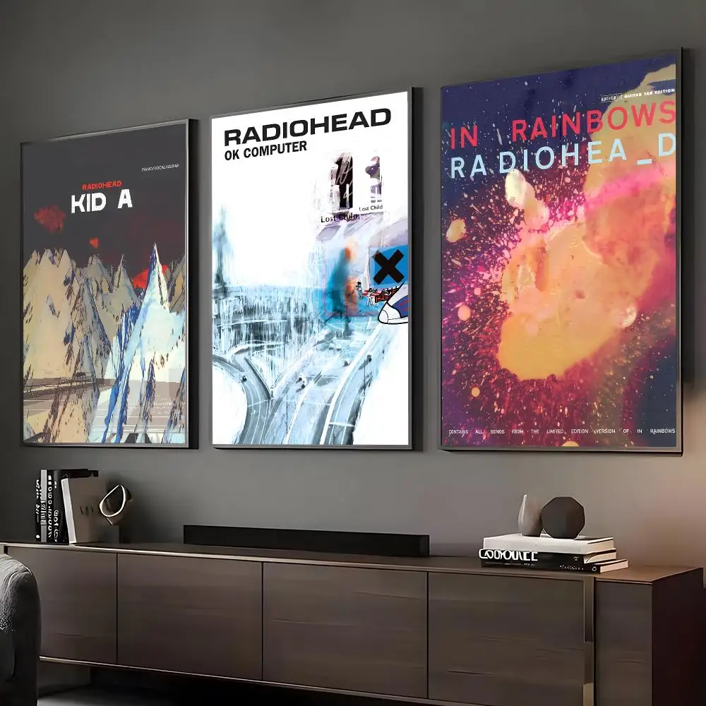 R-Radiohead Band Rainbow Painting Calligraphy HD Art Wall Room Decor Home Waterproof Home Living Bar Decorative Paintings