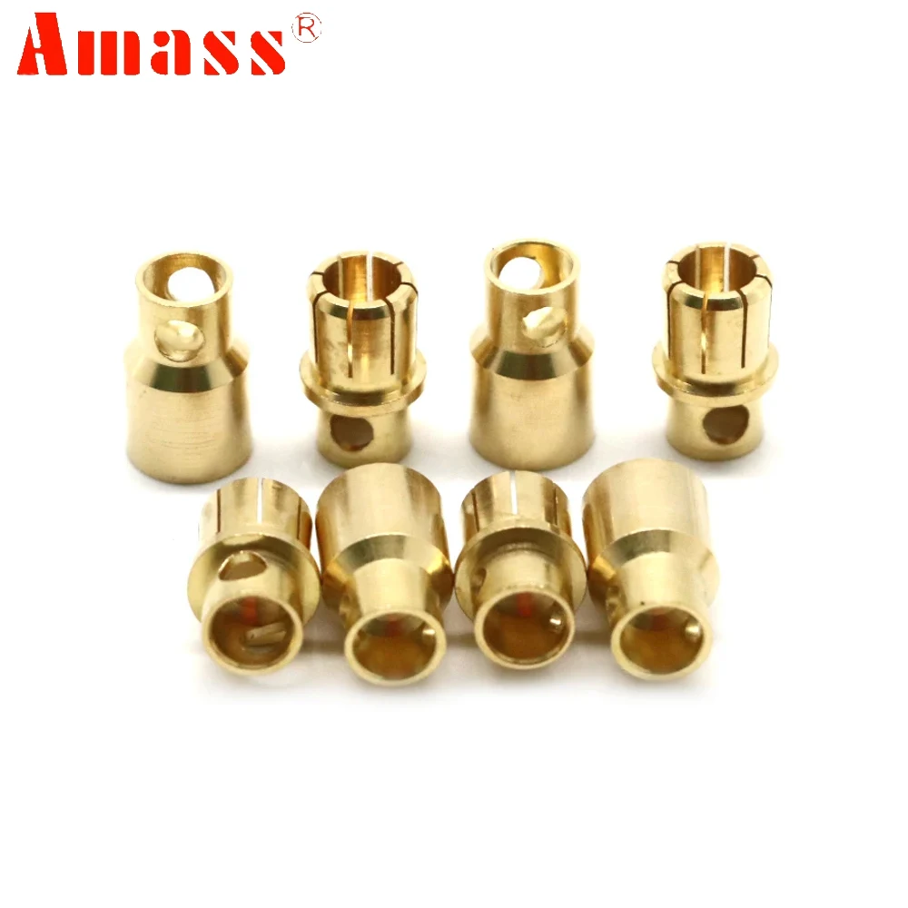 Amass-Banhado a ouro Banana Plug para RC Car, caminhão, Drone Parts, alta corrente, cobre, fêmea, macho, Motor ESC, DIY, 8,0mm, 180A, 5 pares por lote