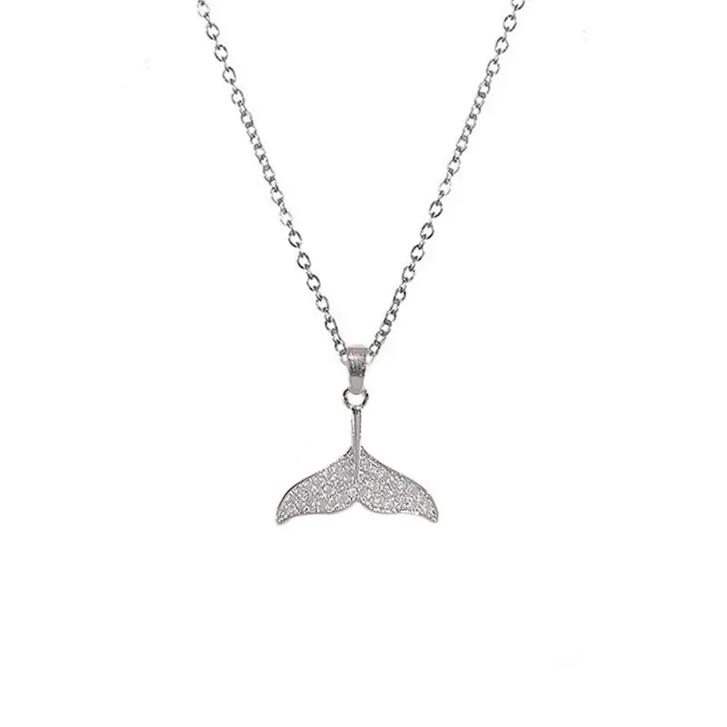 Stainless Steel Chain Mermaid Tail Pendant Necklaces For Women Kids Vintage Fish Nautical Color Whale  Choker Necklace