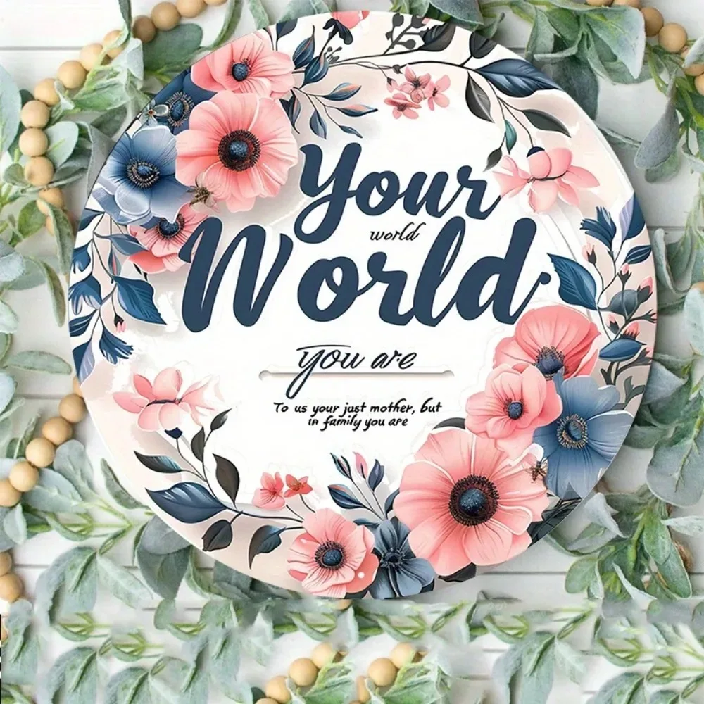 Customized Aluminum Wall Art | 8x8 Inch Round Floral Inspirational Quote Metal Sign, Portrait Decor for Home Office Wall Sculptu