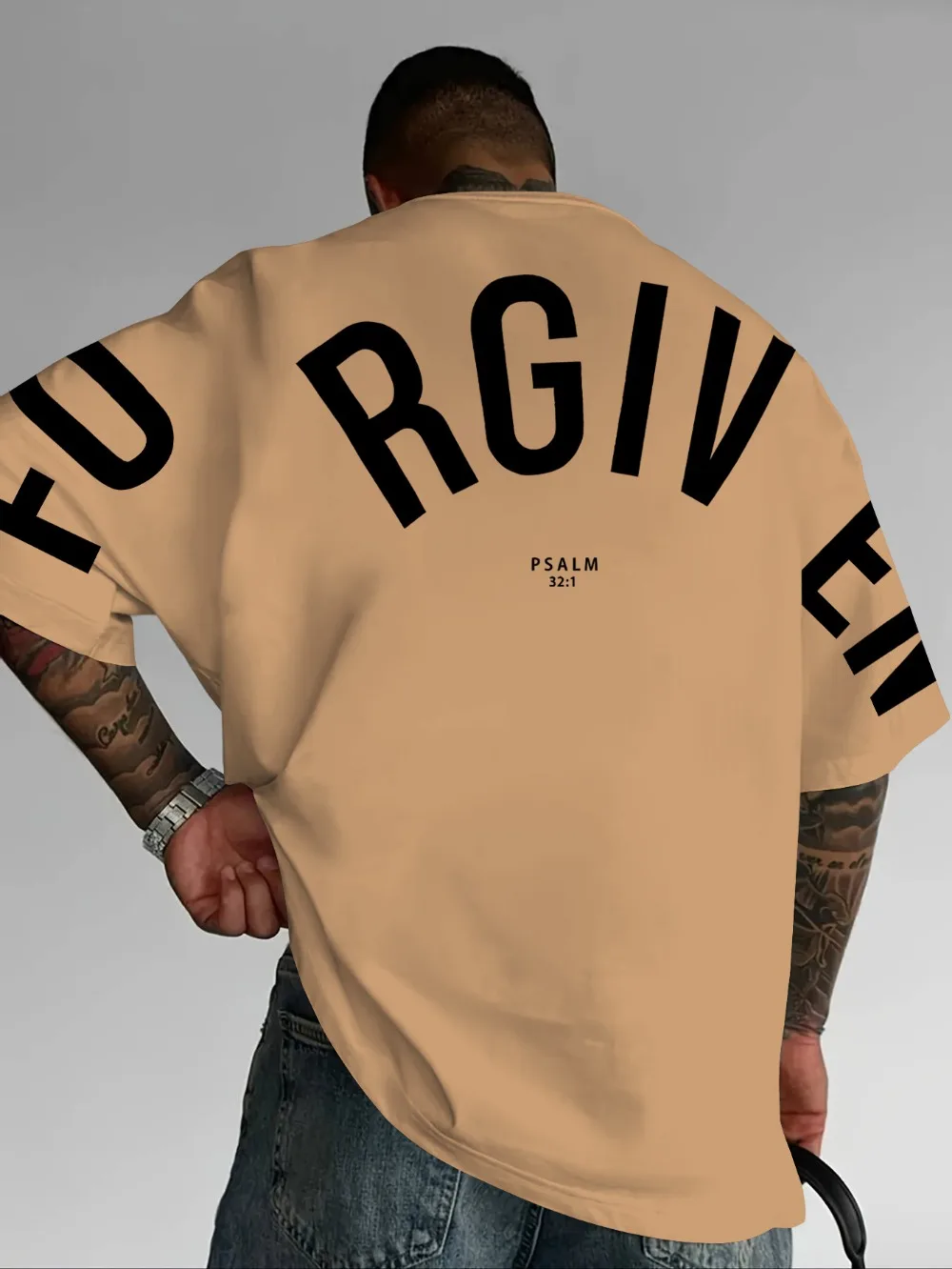 American Curved Large Letter FORGIVEN 3D-Druck Sport-T-Shirt für Herren, atmungsaktiv, schnell trocknend, für den Außenbereich, lässige Mode, Eltern-Kind-Kleidung – Detail 3