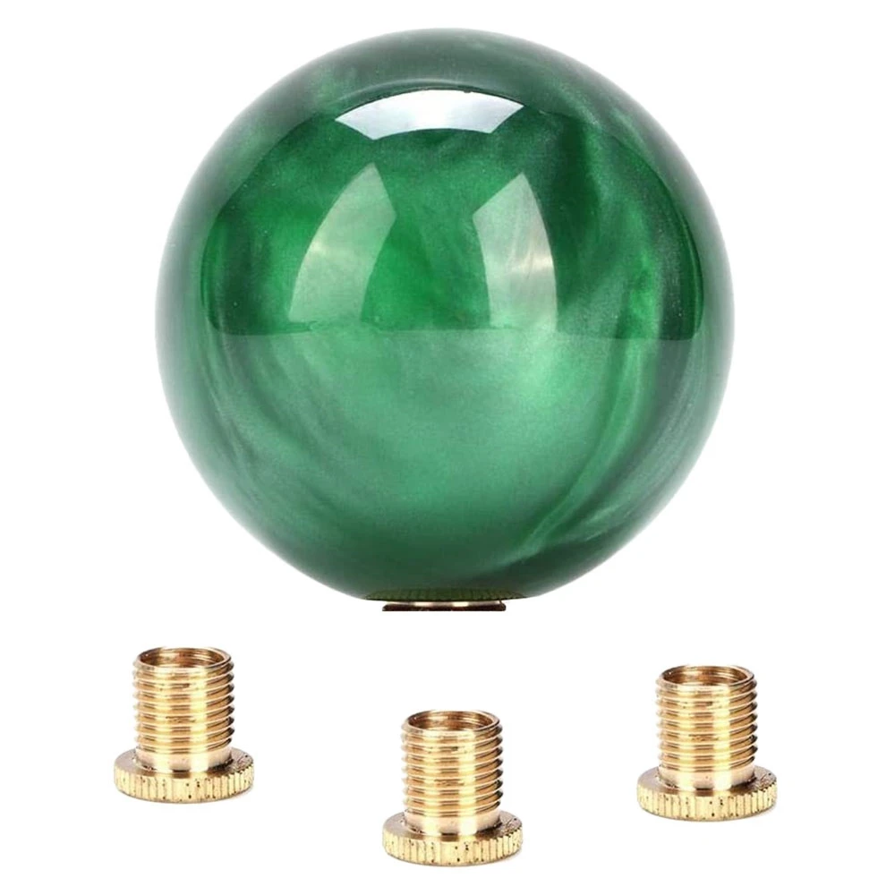 Marble Style Round Ball Gear Shift Knob Acrylic Shifter Knobs Stick Shift Knobs with 3 Adapter for Manual Car Dark Green