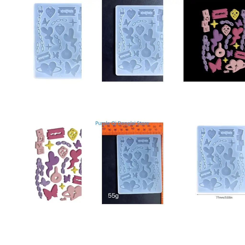 L21E DIY Filler Symbols Chain Love Butterfly Silicone Mold DIY Keychain Pendant Mould