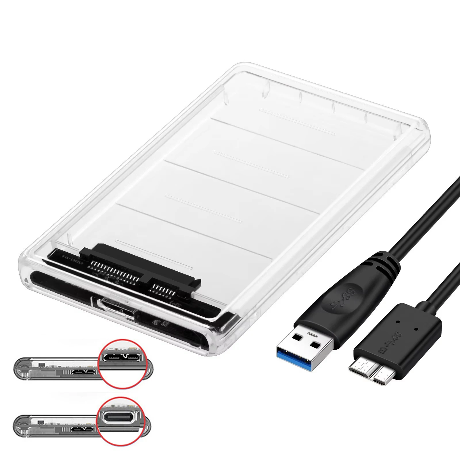 

HDD Case 2.5 Inch SATA to USB3.0/Type-C HDD Enclosure 5Gbps Max USB-C External SATA HDD Enclosure Support Auto-Sleep Hard Drive