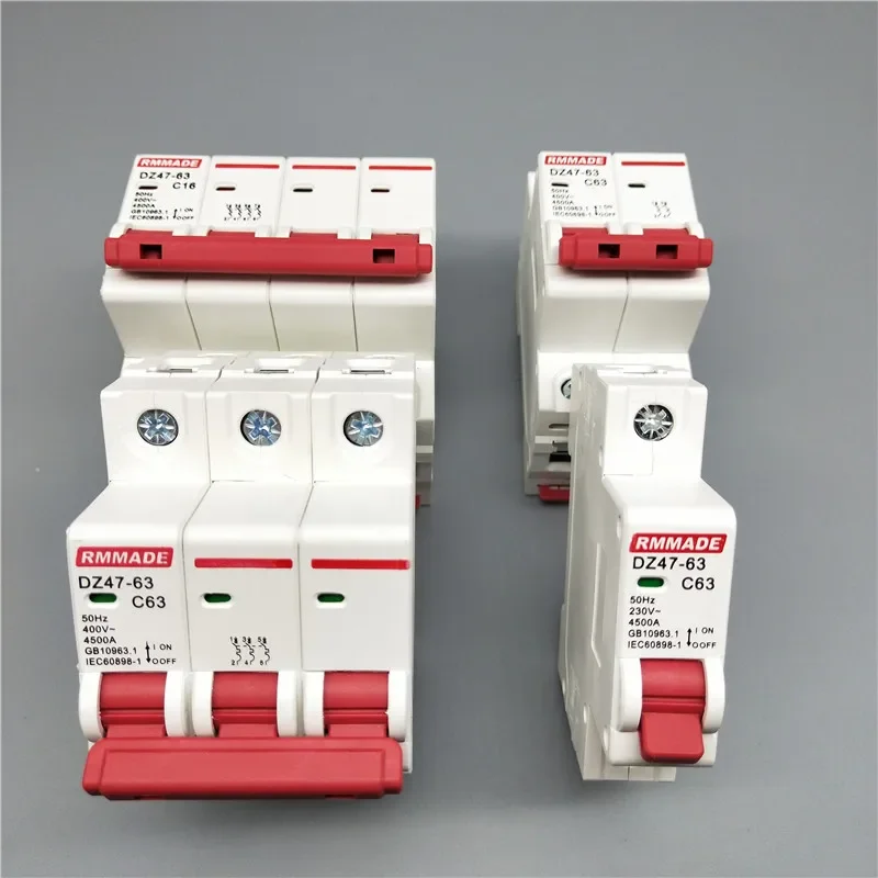 AC220V-400V DZ47 1P 2P 3P 4P 6A 10A 16A 20A 25A 32A 40A 50A 63A 125A Mini Circuit Breaker Cutout Miniature Household Air Switch