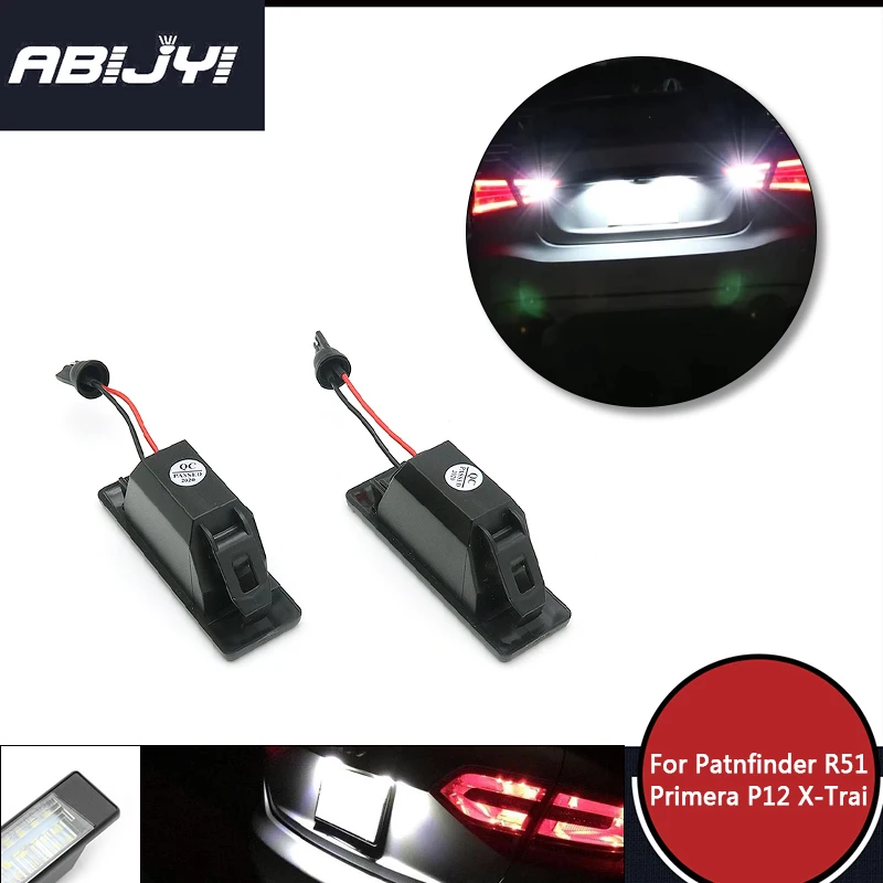 

2PCS Car LED License Plate Light White Light For Nissan March Qashqai J10 J11 X-Trail Juke LED Number Plate Lamp Bulb 12V