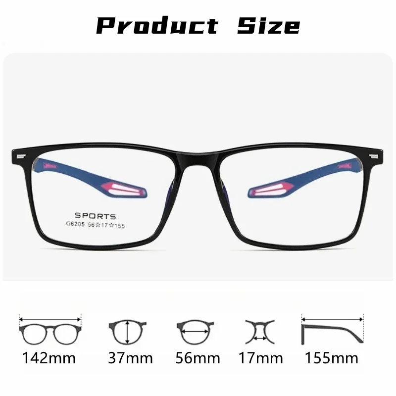 Ultralight Safety Sports Eyeglasses Men Fashion Square Flexible TR90 Optical Prescription Glasses Frame Women G6205 Custom Lens