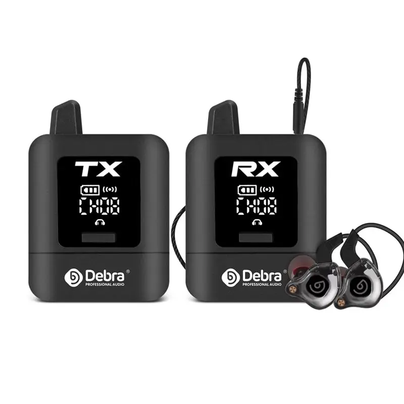 DEBRA PROFESSIONAL AUDIO ST-MINI Stereo UHF Wireless In-Ear Monitor System, 2.4G Digital Signal Transmission For Live Broadcast