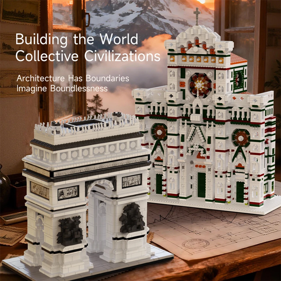 

Миниатюрные строительные блоки «Панорама города»: Триумфальная арка в Париже, собор в Флоренции. Архитектурные конструкторы из алмазных кирпичиков. Игрушки для детей, подарки.