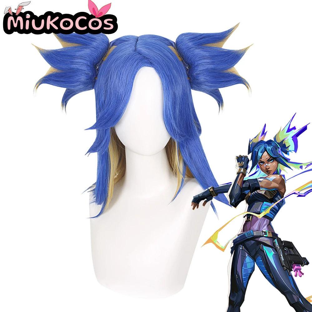 

В НАЛИЧИИ Неоновый парик для косплея, парик MiukoCosplay Game Valorant, косплей