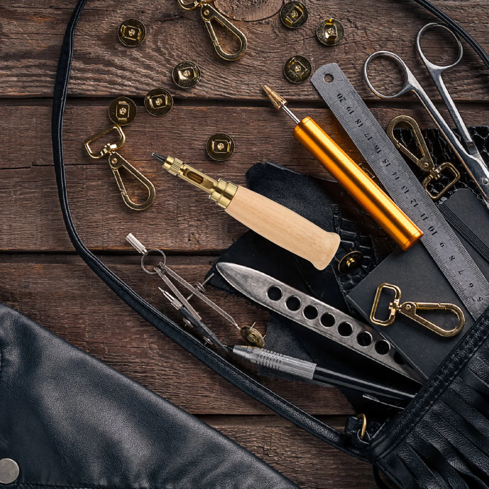 

6pcs Alloy Steel Punch Set Automatic Hollow Punch Tools 1.5Mm 2Mm 2.5Mm 3Mm 3.5Mm 4Mm For Craft Handbags Canvas