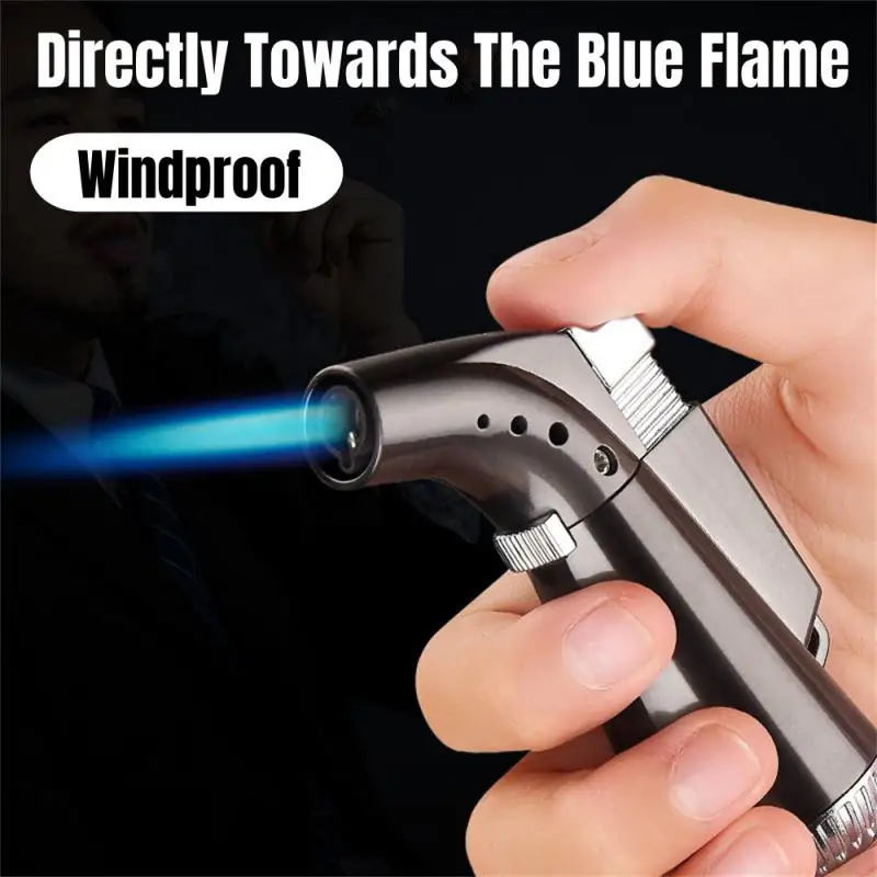 Straight Forward Windproof Blue Flame Extended Elbow Small Spray Gun Welding Gun Cigar Smoking Accessories Does Not Contain Gas