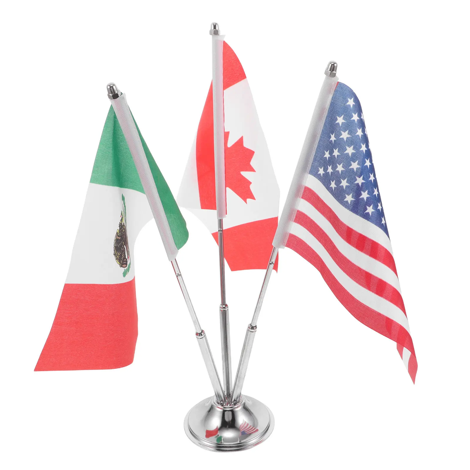 1Set National Table Flags Metal Base Mini Desk Flags for Office Meeting Conference Diplomatic Events Decoration
