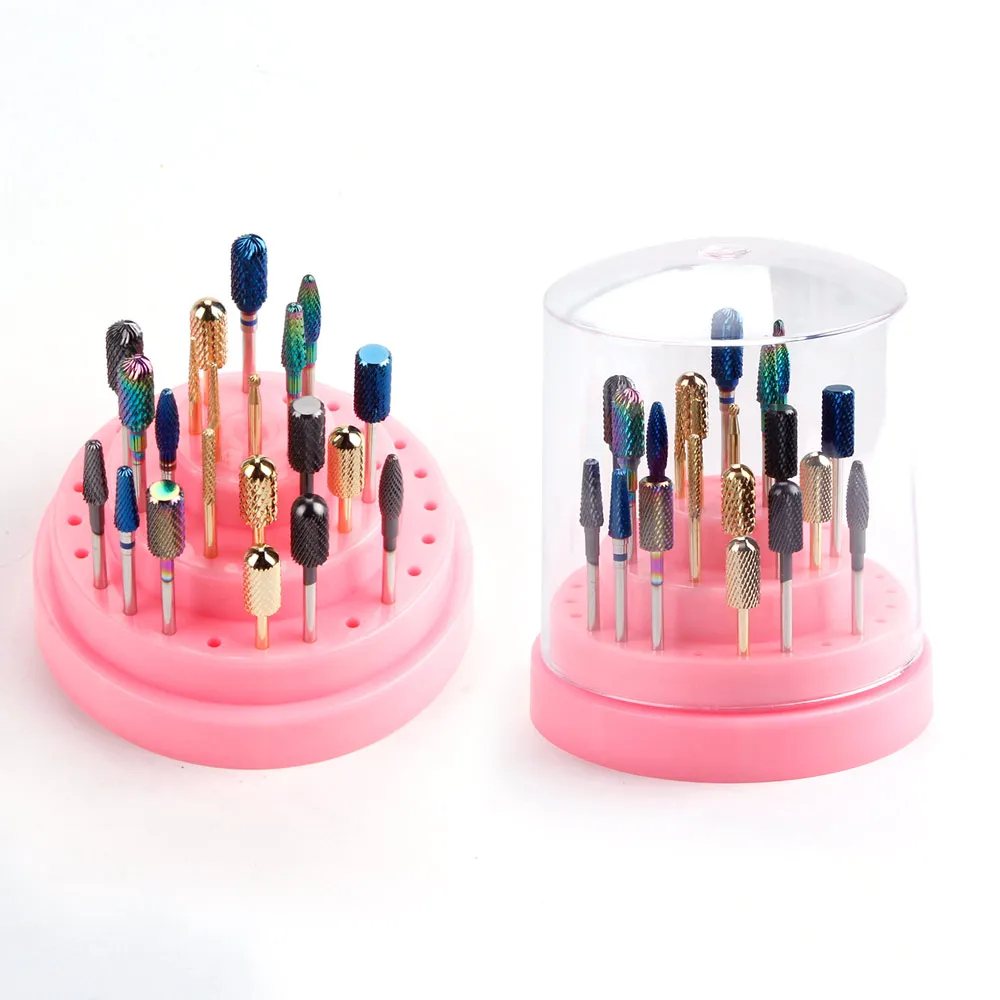 10/14/20/48 Holes Nail Drill Bit Holder Storage Case Stand Display Empty Manicure Milling Cutter Box Container Nails Accessories