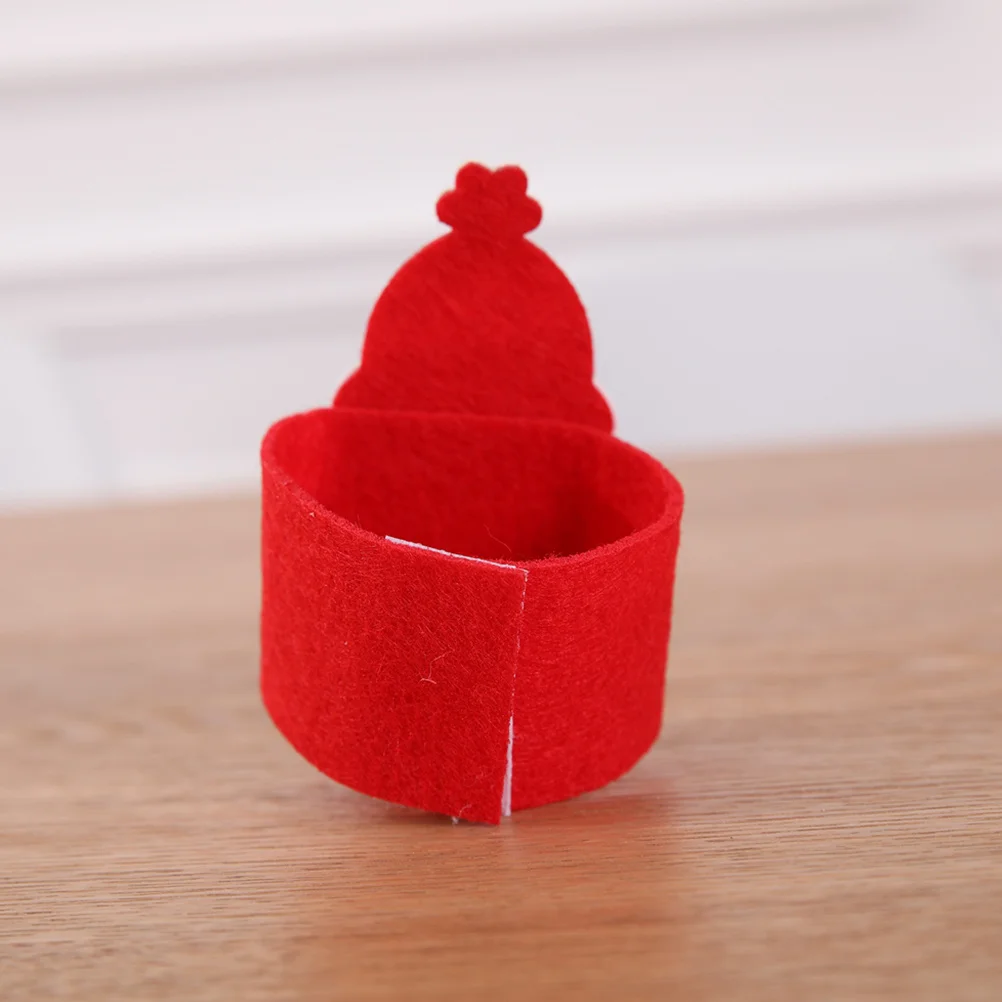 

4Pcs Nonwoven Santa Napkin Rings Serviette Buckles Christmas Party Decoration Dinner Napkin Holders Buckle Holder