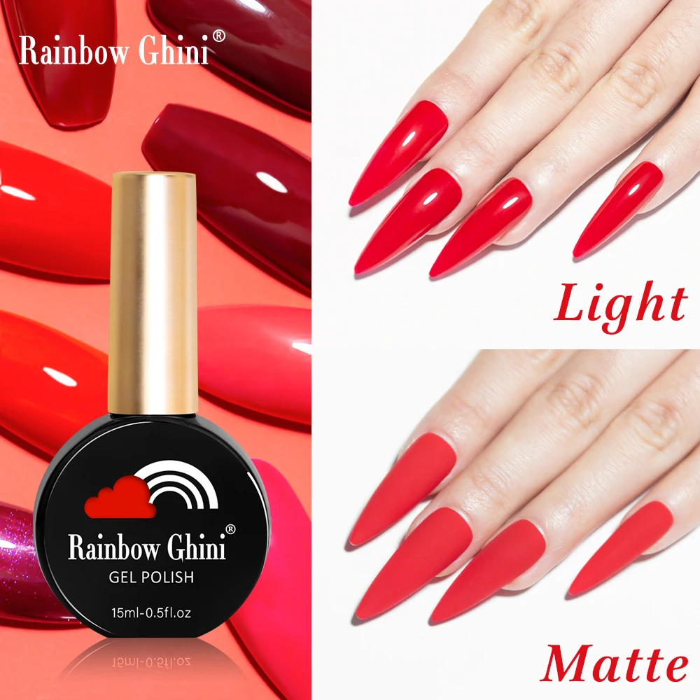 2023 Regenboog Ghini Rode Gel Nagellak Rubber Top Base Coat Uv Led Gel Nail Lijm Manicura Benodigdheden Voor Professionals Art accessoires nagelstyliste benodigdheden