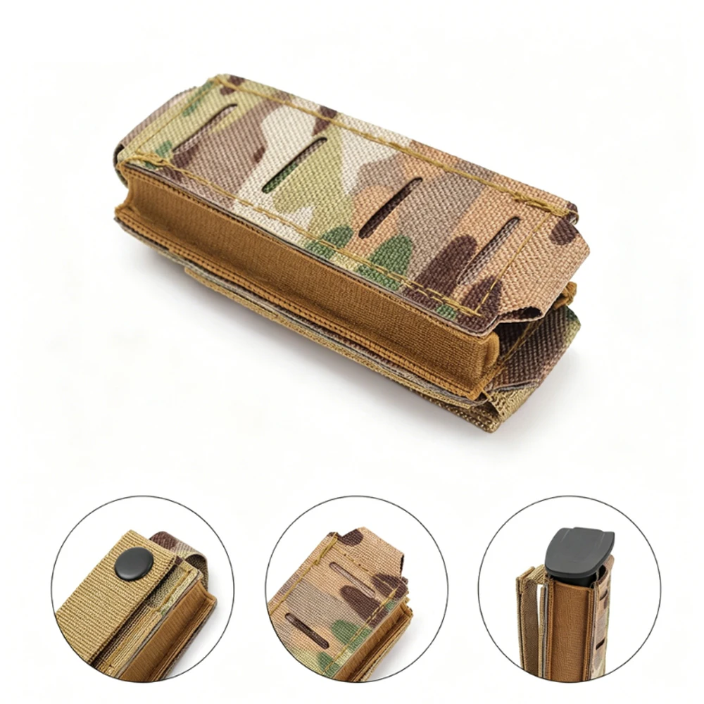 

Tactical 9mm Mag Pouch Single Elastic Molle Top Open Pouch for M1911 Magzines Flashlight Holster 3568
