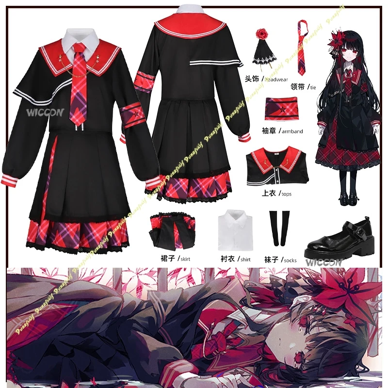 Disfraz de Anime Nikaidō Hiro para niñas, zapatos de vestir, traje mágico negro Y2k, uniforme escolar para fiesta, escenario, diario, Navidad y Halloween