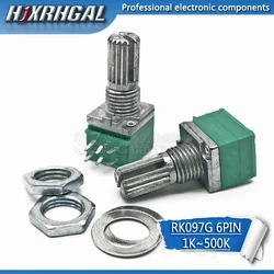 5pcs RK097G 5K 10K 20K 50K 100K 500K B5K with a switch audio 6pin shaft 15mm  amplifier sealing potentiometer hjxrhgal